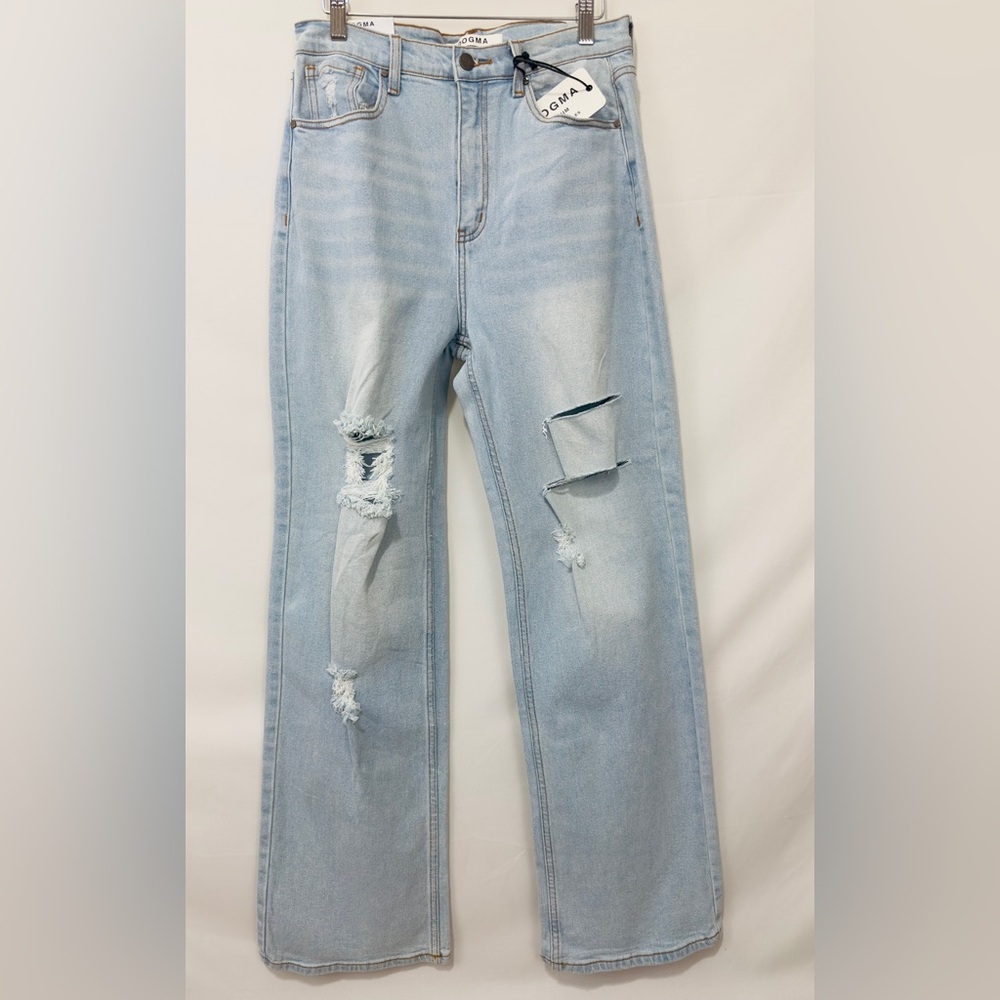 DOGMA JEANS Light Wash Distressed High waist Straight Leg Jeans Size 11/…